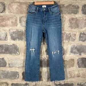 Pistola High Rise Distressed Raw‎ Hem Straight Jeans Women’s 28 Blue Casual